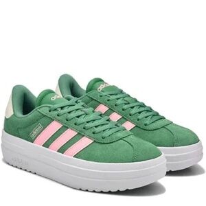 Adidas Women's VL Court Bold Platform Sneaker Green and Pink Size 7